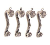 ARTSEWPLY 4pcs Brass Vintage Chinese Ruyi Keychain Charms Pendant Set for Diy Jewelry Making, Feng Shui Lucky Amulet Accessories for Crafting and Decorations