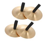 ARTSEWPLY 4Pcs Copper Finger Cymbals for Musical Percussion Instruments for Interaction and Music Education Gold