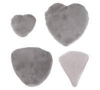 ARTSEWPLY 4pcs Cotton Makeup Powder Puff Set Large Heart Drop Triangle Shapes High-density Cosmetic Facial Loose Powder Cushion for Women Gray