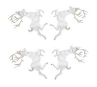ARTSEWPLY 4pcs Deer Cloth Stickers Decorations Christmas Reindeer Applique Indoor Window Embroidery Fabric Stickers Tag Cloth Fabric Reindeer Embellishment Burlap Tiny Elk Silver
