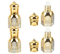 ARTSEWPLY 4pcs Glass Travel Perfume Bottles 6ml Refillable Empty Oil Storage Bottles with Roller Ball for Car and Travel Use, Classic and Stylish Design Assorted style