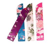 ARTSEWPLY 4pcs Japanese Style Hand Fan Sleeve Lightweight Folding Fan Protector Pouch with Elegant Floral Patterns for Portable Storage and Travel