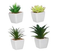 ARTSEWPLY 4pcs Mini Fake Succulents Home Decor Cute Potted Plants Realistic Fake Plants Cute Succulents Mini Artificial Simulation Potted Decoration Green