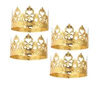 ARTSEWPLY 4Pcs Mini Gold Crown Cake Toppers, Handmade Princess Cake Decorations for Wedding, Birthday Party, Shower and Floral Arrangements