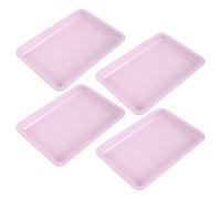 ARTSEWPLY 4Pcs Pink Stainless Steel Manicure Tools Storage Tray Set - Rectangle Nail Art Organizer for Nail Supplies and Jewellery, Metal Implement Tray for Beauty Desk