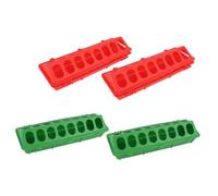 ARTSEWPLY 4pcs Plastic Pigeon Feeders Multi-function Chicken Feed Troughs Red and Green 2pcs Each Anti-spill Design for Poultry and Professional Chick Feeding