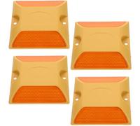 ARTSEWPLY 4pcs Plastic Reflective Pavement Markers Road Studs for Highway Parking Lot Safety Easy Installation Double-sided Yellow Driveway Reflectors for Traffic Guidance