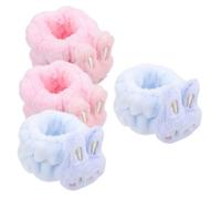 ARTSEWPLY 4Pcs Water Absorption Wristbands for Face Washing Comfortable Elastic Skincare Bands for Women and Flexible Lightweight Drip-resistant Wrist Dry Bands Cute Blue and Pink Cartoon