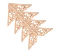 ARTSEWPLY 4Pcs Wood Carved Onlay Appliques Unpainted Decorative Corner Decals for Furniture Cabinet Door Crafts Home Living Embellishments