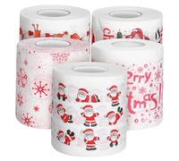 ARTSEWPLY 5 Rolls Christmas Toilet Paper Soft Absorbent Xmas Tissue with Funny Holiday Prints Decorative Guest Hand Towels for Bathroom Use Practical Festive Gift for Stocking Stuffers and