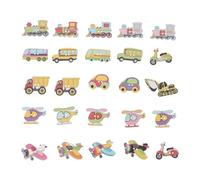 ARTSEWPLY 50Pcs Mixed Color Wooden Buttons DIY Button for Sewing Clothes Cartoon Transportation Style Car and Road Shapes for Knitting Scrapbooking and Handmade Decorations