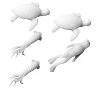 ARTSEWPLY 5pcs 3d Micro Landscape Accessories Resin Fillers with Turtle Squid Diver Shapes, White Plastic Material for DIY Creative Craft and Micro Landscape Decoration