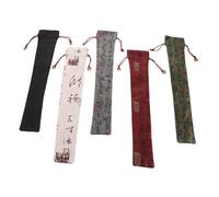 ARTSEWPLY 5pcs Folding Hand Fan Covers Handmade Cotton Linen Pouches for Fans Drawstring Storage Bags in Khaki Gray Black Red Green for Cultural Events and Daily Use