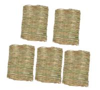 ARTSEWPLY 5Pcs Natural Grass Woven Bed Mat for Rabbits Soft Chew Bedding for Guinea Pigs Hamsters Smooth Surface Protects Feet Small Animal Cage Mat for Foraging and Playing