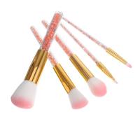 ARTSEWPLY 5pcs Professional Cosmetics Brush Set for Women, Pink Handle with Gold Ferrule, Including Powder, Eyebrow, and Diamond-textured Eyeshadow Brushes for Full Face Makeup