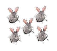 ARTSEWPLY 5pcs Rabbit Wall Stickers PVC Bathroom Decals Cute Removable Toilet Seat Stickers DIY Home Decor Easy Install Cartoon Bunny Figures