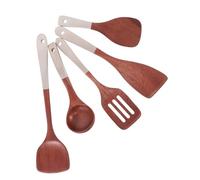 ARTSEWPLY 5pcs Wooden Kitchen Set Spoons Wooden Utensil Spatulas for Nonstick Cookware Turner Spatula Wood Utensils for Cooking Pasta Spoon Non Stick Wood Brown