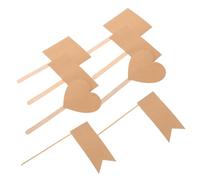 ARTSEWPLY 60pcs Kraft Paper Cake Topper Inserts Blank Heart Square Rectangle Flag Shapes Easy to Write Birthday Cake Decorations Portable Lightweight Picks for Party Dessert Table