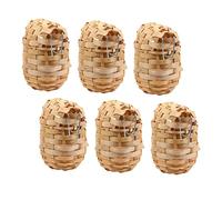 ARTSEWPLY 6Pcs Handwoven Bamboo Bird House with Hooks Rustic Woven Bird Nest for Garden and Porch Hanging Home Decoration Natural Breathable