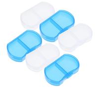 ARTSEWPLY 6pcs Mini Portable Pill Organizer Box, Small Plastic Two-Compartment Medicine Case White and Blue Colors, Travel Vitamin Storage Holder for Daily Medication