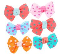ARTSEWPLY 6Pcs Pet Hair Clips Bowknot Shaped Dot Pattern Bobby Pins Random Colors for Dogs Puppies Stylish Hair Accessories Random Color