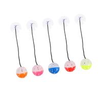 ARTSEWPLY 6pcs Plastic Bearded Dragon Toy Bell Balls with Suction Cups and Rope Reptile Plaything for Lizard Cage Interactive Pet Toys for Household Reptiles Random Style