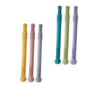 ARTSEWPLY 6Pcs Teething Straw Hollow Silicone Molar Playthings for Boy Girl Soft Flexible Safe Bite Relief for Newborns Clean Design Random Color