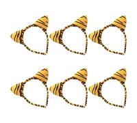 ARTSEWPLY 6Pcs Tiger Ear Headbands for Role Play Small Animal Headwear Set Soft Fabric Ears Party Favor for Birthday Performance and Jungle Costume