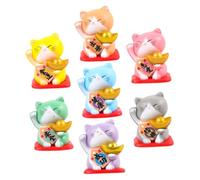 ARTSEWPLY 7pcs Miniature Resin Cat Statues Cute Lucky Cat Figurines for Garden Ornaments Desktop Decor Office and Home Decoration Lightweight Craft Collectibles