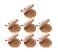 ARTSEWPLY 7pcs Wooden Castanets Portable Beginner-friendly Handheld Instrument with Cotton Rope Handcrafted Beige Rhythm Toys for Classroom Party Favors Students