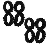 ARTSEWPLY 8Pcs Black Braided Elastic Ponytail Holders for Women and Teens - High Stretch Wig Braid Hair Ties, No Damage Hair Elastics Suitable for Braided and Updo Hairstyles