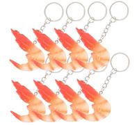 ARTSEWPLY 8pcs Faux Shrimp Keychain Set Lifelike Realistic Fake Shrimp Key Ring Bag Pendant Creative Keyring Hanging Decor for Car and Backpack Accessories
