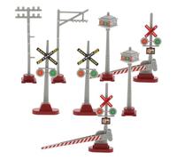 ARTSEWPLY 8pcs Mini Railroad Signal Light Realistic Traffic Signs for DIY Sand Table Train Station Model Accessories Enhance Safety Awareness and Manual Dexterity