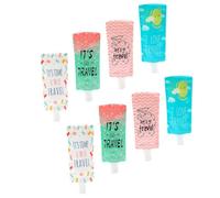 ARTSEWPLY 8pcs Travel Lotion Dispensers and Squeezable Shampoo Containers 100ml Foldable Emulsion Storage Bags for Toiletries Leak-resistant Travel Goods in Blue Sky Green Star Pink Airplane Designs