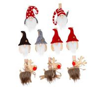 ARTSEWPLY 9 Pcs Christmas Theme Wooden Memo Clips Lightweight Cartoon Note Holders with Forest Elder Faceless Forest and Decorative Photo and Note Clip Holders for Home and