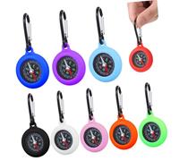 ARTSEWPLY 9pcs Mini Clip Compass with Carabiner Shockproof Navigation Tool for Hiking Camping Backpacking Mountaineering and Outdoor Adventures