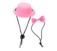 ARTSEWPLY Adjustable Bunny Hat and Bowtie for Small Pets Top Hat with Pink Bow Cloth Material Funny Formal Decor for Hamsters and Rabbits Cute Party Dress Supplies