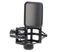 ARTSEWPLY Adjustable Microphone Holder Stand with Blow Prevention Net Quakeproof Microphone Rack for Conference Speech Live Broadcast Suitable for Studio and Meeting Use Black