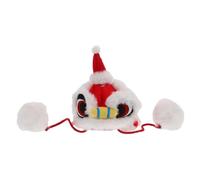 ARTSEWPLY Adorable Pet Costume Cap for Year Party Soft Warm Lion Dance Hat for Dogs and Cats Cozy Red Festival Headwear with Snug Fit Lightweight and Portable Pet Cosplay Accessory