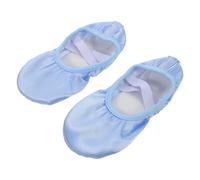 ARTSEWPLY Ballet Shoes Satin Flat Slippers for Dance Training and Stage Shows No Heel Soft Sole Ballet Flats with Ribbon for Breathable Flexible Dancewear with Slip Grip Sky Blue