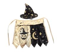 ARTSEWPLY Black Golden Star Pet Witch Costume with Wizard Hat and Cloak for Cats and Small Animals Easy Wear Halloween Cloak Fit Magical Outfit for Halloween Parties