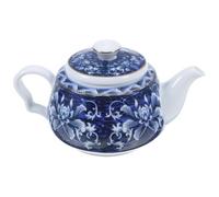 ARTSEWPLY Blue Porcelain Home Teapot Vintage Style Ceramic Tea Pot with Handle for Tea Brewing and Tea Drinking