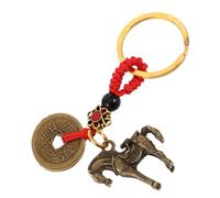 ARTSEWPLY Brass Car Pendant Rearview Mirror Accessories Feng Shui Lucky Charm with Five Emperor Coins for Wealth Prosperity Chinese Year Keychain