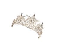 ARTSEWPLY Bridal Crown Silver Crystal Star Tiara Elegant Hair Accessory for Weddings Engagements and Parties Durable Lightweight Eye Catching Design for Brides and Special Occasions