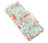 ARTSEWPLY Canvas Pencil Wrap Case Roll up Pouch with 24 Slots Small Floral Pattern Sturdy Pen Pouch for School Office Artists and Students