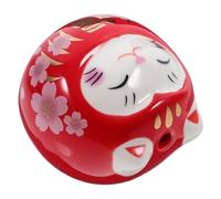 ARTSEWPLY Ceramic Japanese Fortune Cat Figurine Desktop Decor Compact Feng Shui Ornament for Home Office Car Interior Smooth Delicate Craftsmanship Mini Lucky Cat for Wealth and Luck