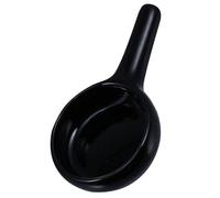ARTSEWPLY Ceramic Tealight Candle Holder Tray with Handle Black Small Aroma Lamp Holder Wax Melting Spoon for Home Décor