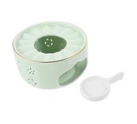 ARTSEWPLY Ceramic Teapot Warmer with Hollow out Design Light Green Tea Heating Stove for Home and Restaurant Use Portable Retro Style