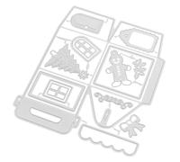 ARTSEWPLY Christmas Metal Cutting Dies Embossing Stencil Template, Silver Carbon Steel DIY Merry Christmas Die Cuts for Handmade Card Making, 16.3X14.3Cm