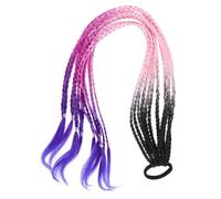 ARTSEWPLY Colored Braided Ponytail Hair Extension with Elastic Tie Lightweight Synthetic Braiding Hairpiece for Cosplay Stage Performance and Fashion Vibrant Ombre Rainbow Colors for Women